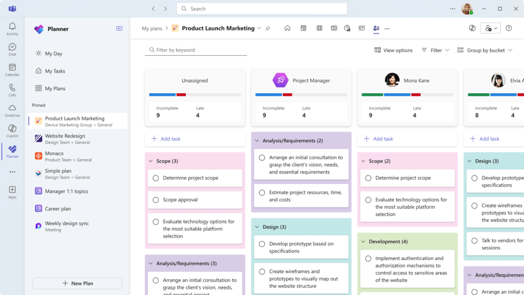 Ansicht „Personen“ in Microsoft Planner 