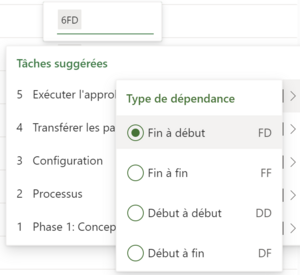 Project pour le Web - dépendances des tâches