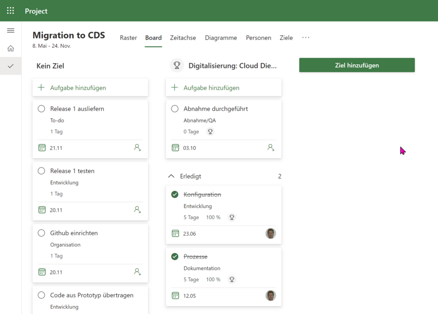 [Translate to FR:] Project for the Web - Ansicht Ziele