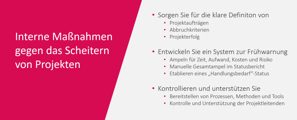 Warum scheitern Projekte - interne Maßnahmen