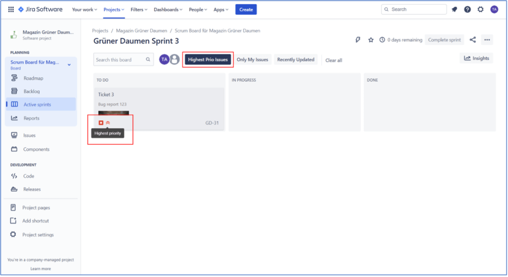 Scrum Master Jira – Quickfilter