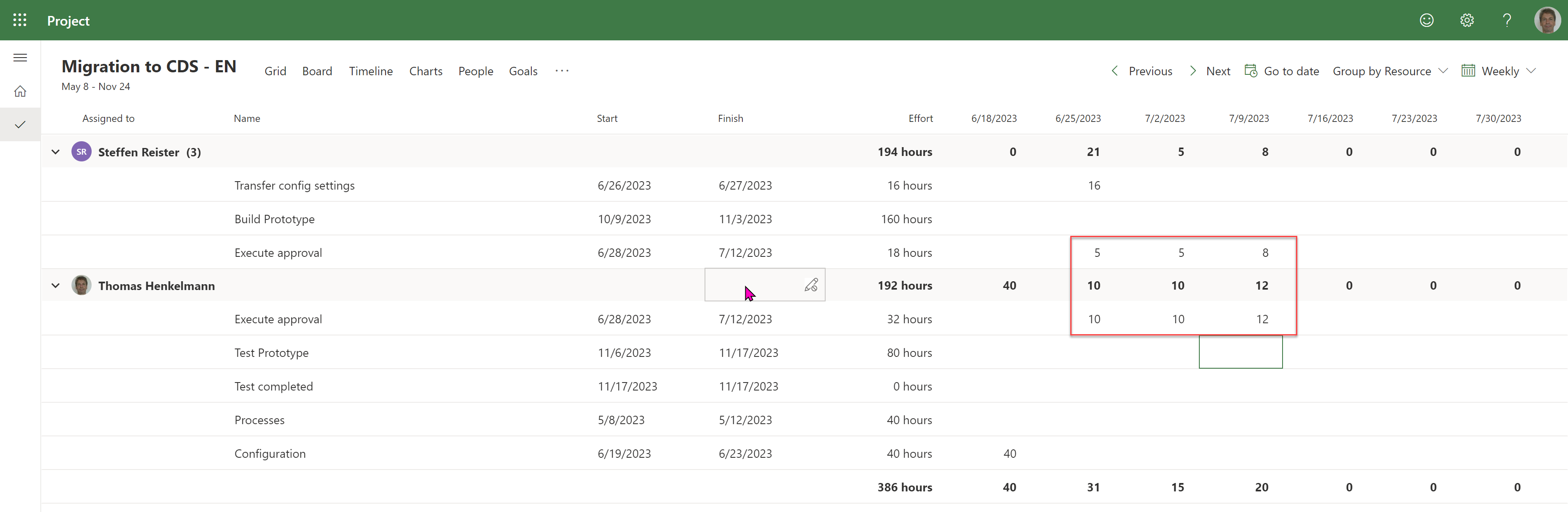 Project for the Web - Assignments view