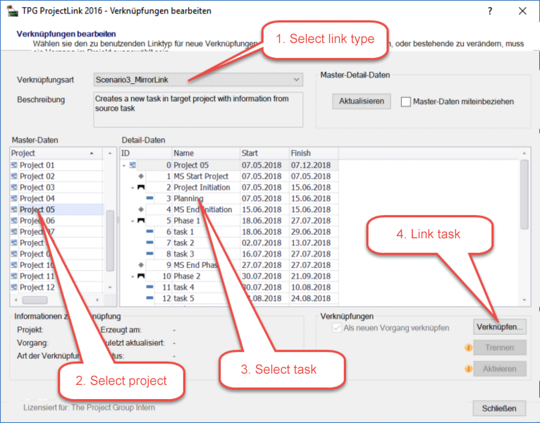 Create links using the TaskPicker